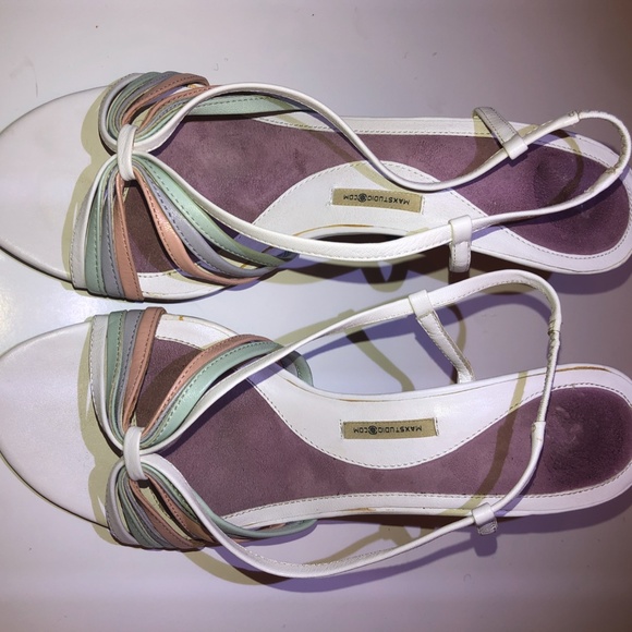 Strappy Leather Multi-Color Heels - Picture 2 of 4